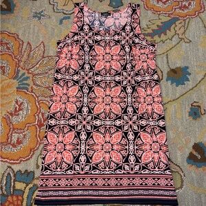 R&M Richards Black and Orange Floral Sheath Dress